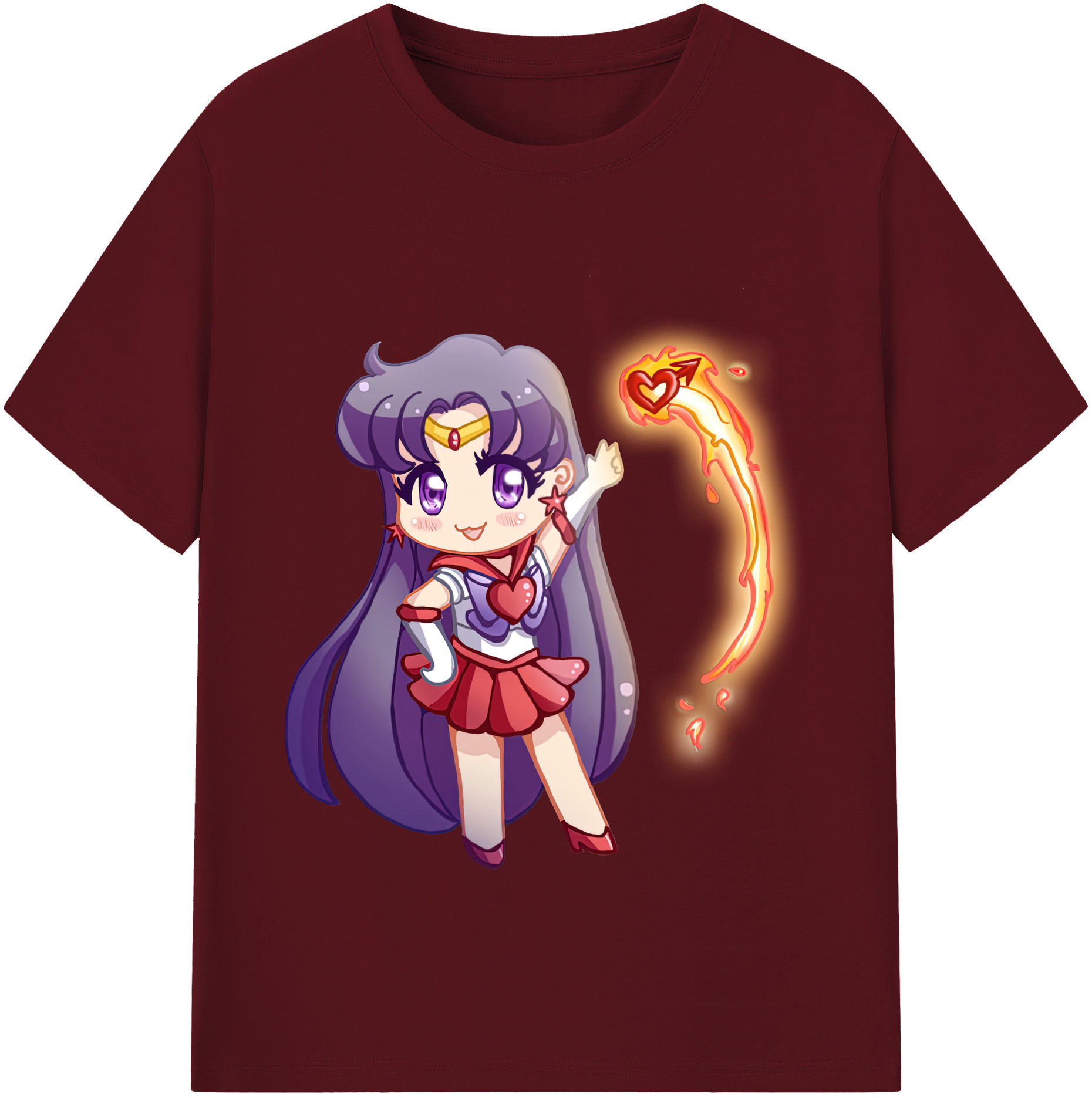 （画像用） 美少女戦士セーラームーン 火野レイ ひの レイ Sailor Moon Hino Rei （セーラーマーズ,Sailor Mars） 綿100％半袖Tシャツ（フロントプリント）